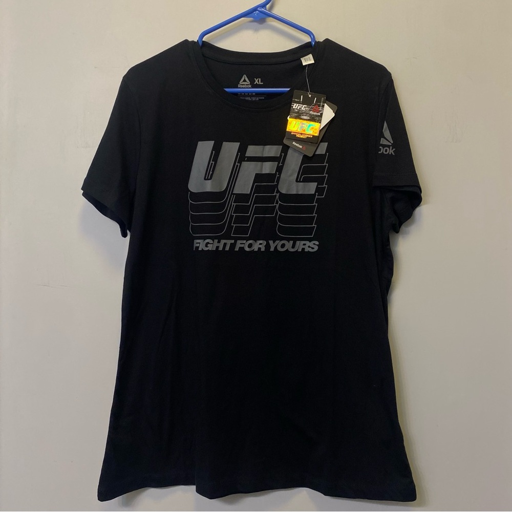 Reebok Women's UFC Black Fan Gear Logo Graphic T-Shirt Size XL FK2357